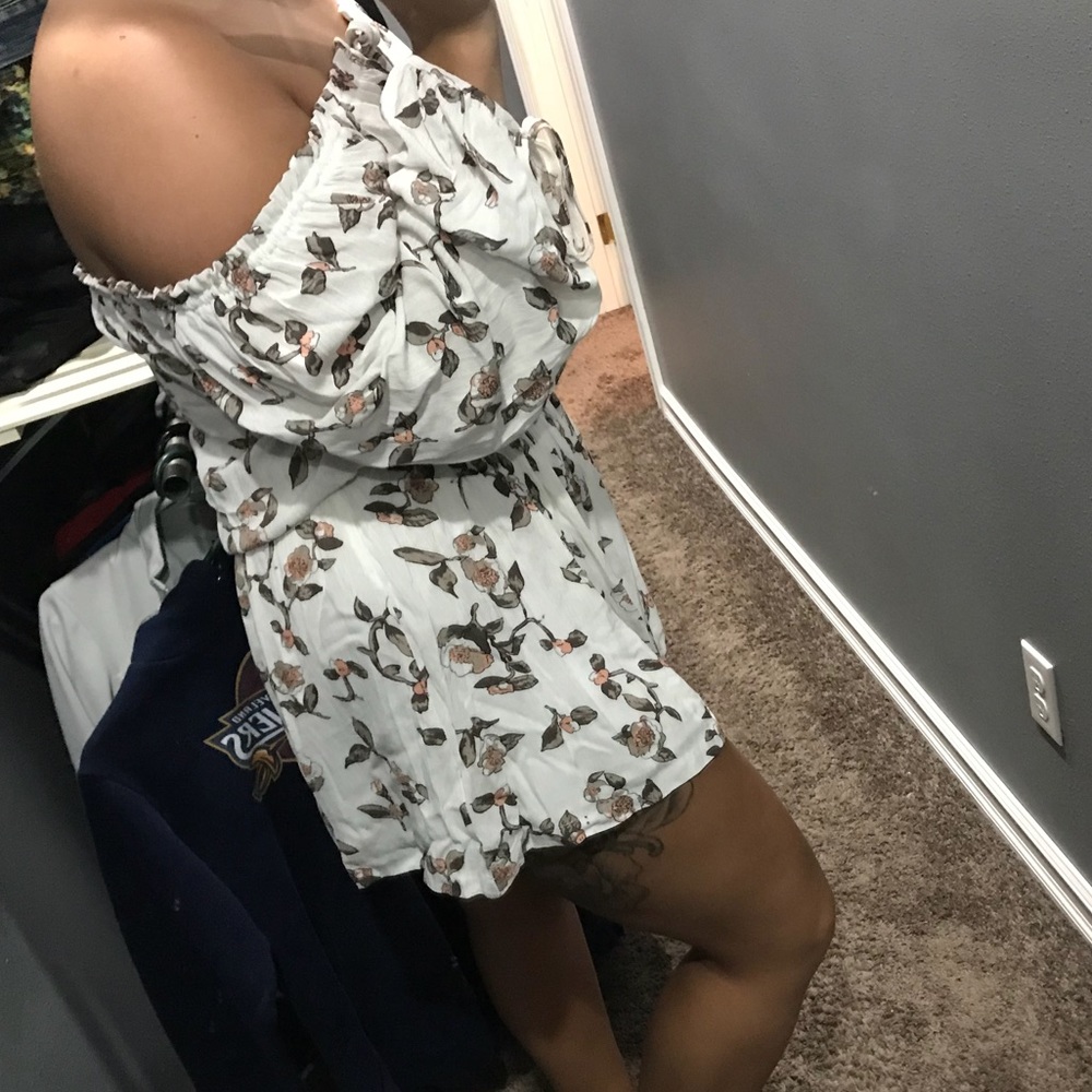 Conga Line Off the Shoulder Off-White Romper